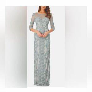 JS Collections Mesh Column Gown